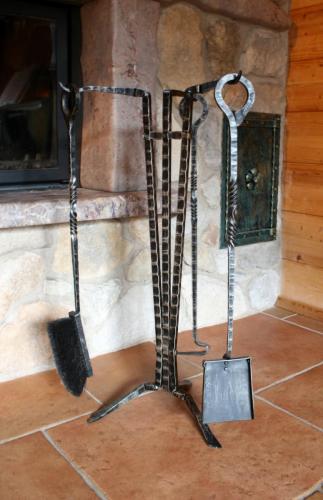 Custom Unique Forged Iron Fireplace Set